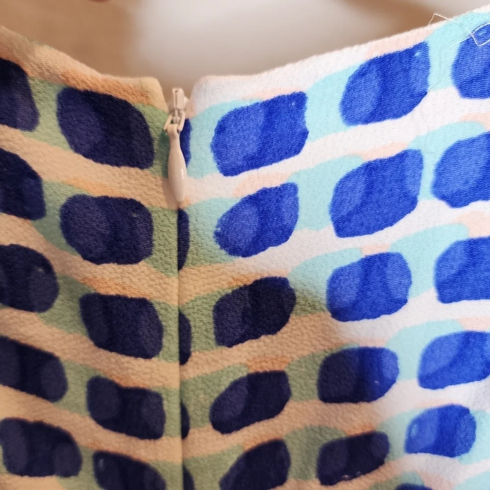 NWT Kate Spade Sleeveless Blue Island Stamp Romper belted pockets size L viscose
